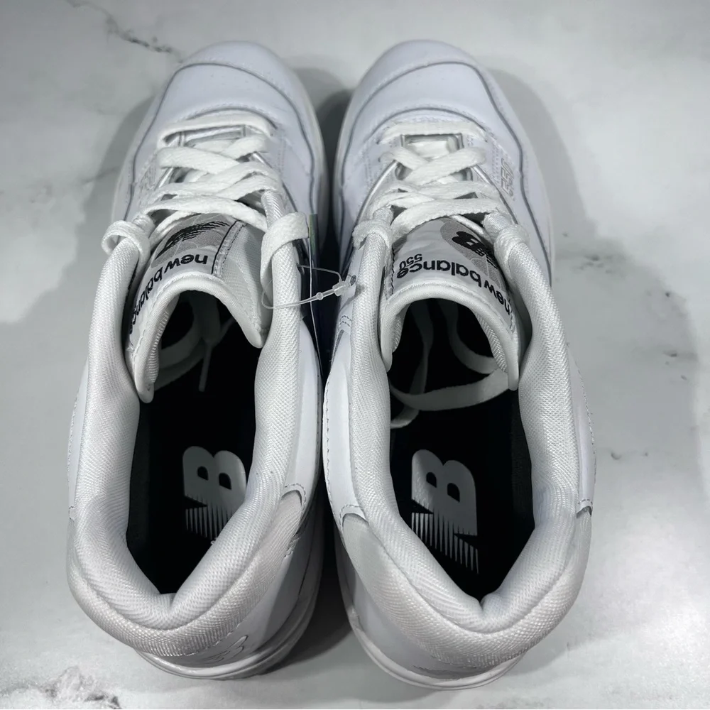 New Balance 550 White Grey Leather Low Sneakers